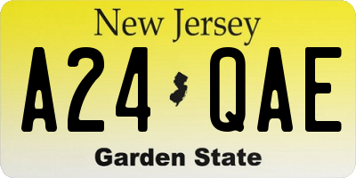 NJ license plate A24QAE