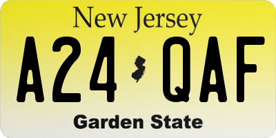 NJ license plate A24QAF