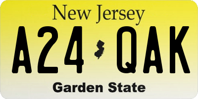 NJ license plate A24QAK