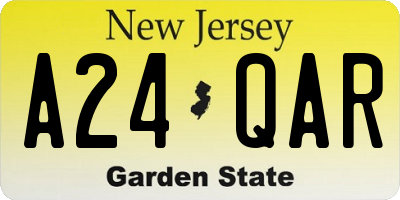 NJ license plate A24QAR
