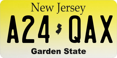 NJ license plate A24QAX