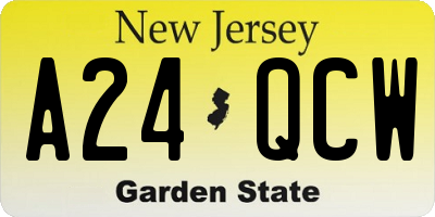 NJ license plate A24QCW