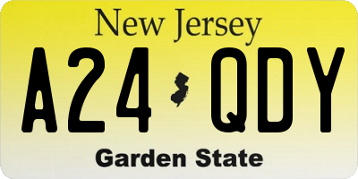 NJ license plate A24QDY