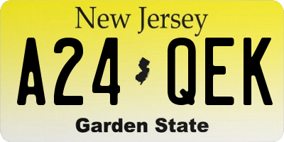 NJ license plate A24QEK