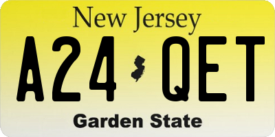 NJ license plate A24QET