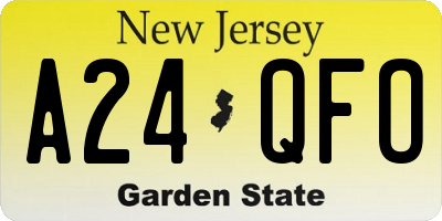 NJ license plate A24QFO