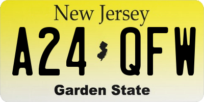 NJ license plate A24QFW