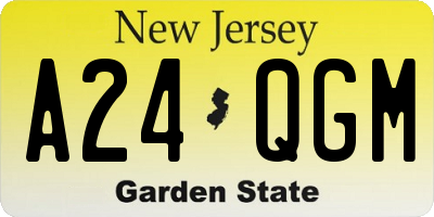 NJ license plate A24QGM