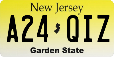 NJ license plate A24QIZ