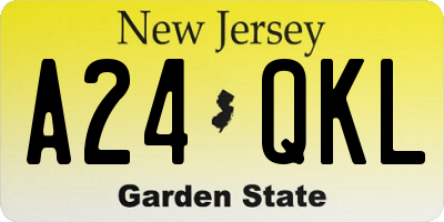 NJ license plate A24QKL