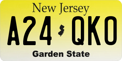 NJ license plate A24QKO