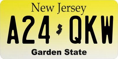 NJ license plate A24QKW