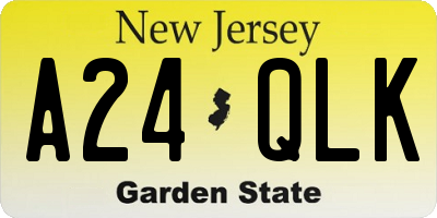 NJ license plate A24QLK