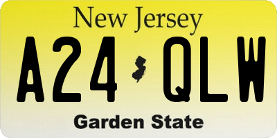 NJ license plate A24QLW