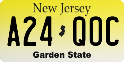 NJ license plate A24QOC