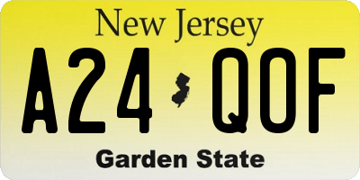 NJ license plate A24QOF