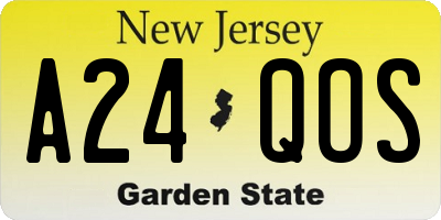 NJ license plate A24QOS