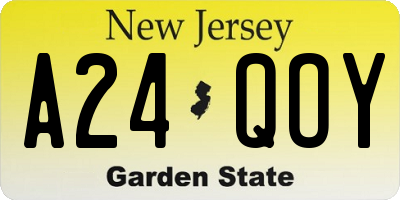 NJ license plate A24QOY