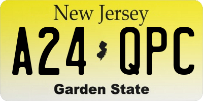 NJ license plate A24QPC