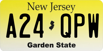 NJ license plate A24QPW