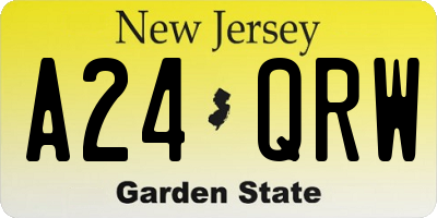 NJ license plate A24QRW