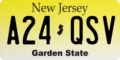 NJ license plate A24QSV