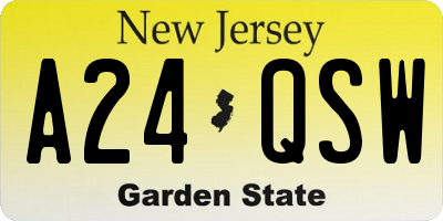 NJ license plate A24QSW