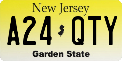 NJ license plate A24QTY