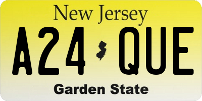 NJ license plate A24QUE