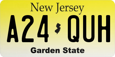 NJ license plate A24QUH