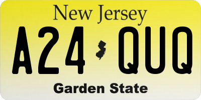 NJ license plate A24QUQ
