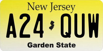 NJ license plate A24QUW