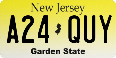 NJ license plate A24QUY