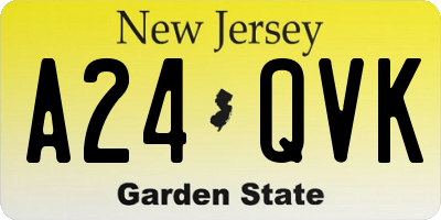 NJ license plate A24QVK