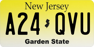 NJ license plate A24QVU