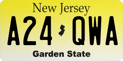 NJ license plate A24QWA