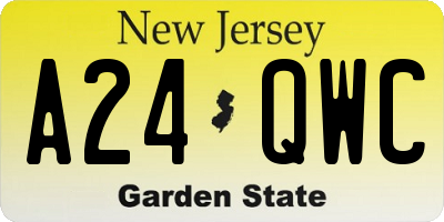 NJ license plate A24QWC