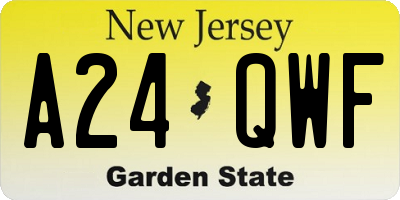 NJ license plate A24QWF