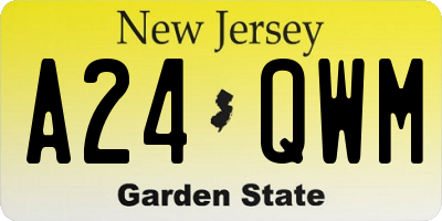 NJ license plate A24QWM