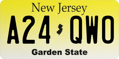 NJ license plate A24QWO