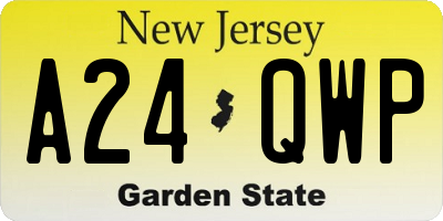 NJ license plate A24QWP