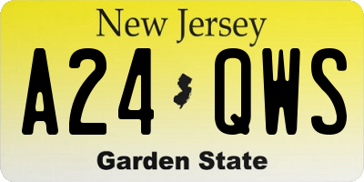 NJ license plate A24QWS