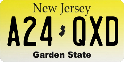 NJ license plate A24QXD