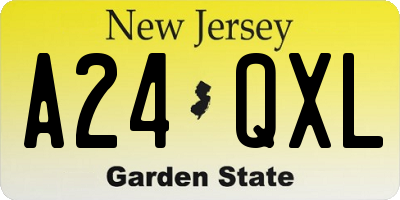 NJ license plate A24QXL