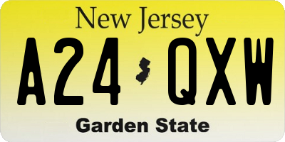 NJ license plate A24QXW