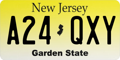 NJ license plate A24QXY