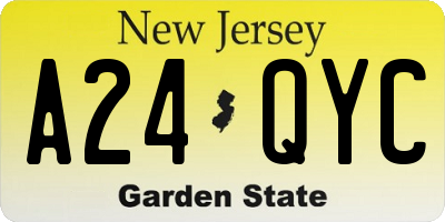 NJ license plate A24QYC