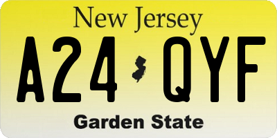NJ license plate A24QYF