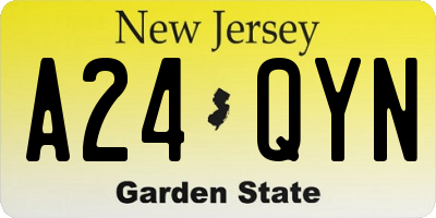 NJ license plate A24QYN