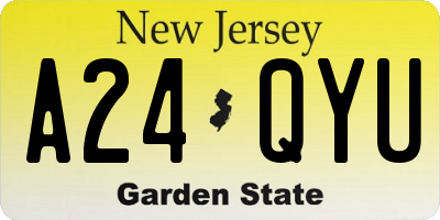 NJ license plate A24QYU
